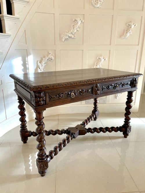 Antique Victorian Quality Carved Oak Freestanding Centre Table 
