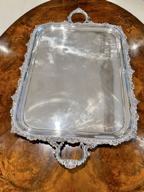 SUPERB QUALITY LARGE ANTIQUE VICTORIAN SILVER PLATED TEA TRAY