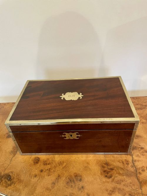 Antique George III Superb Quality Mahogany Brass Bound Writing Box 
