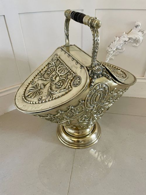 Outstanding Quality Antique Victorian Ornate Brass Coal Bucket