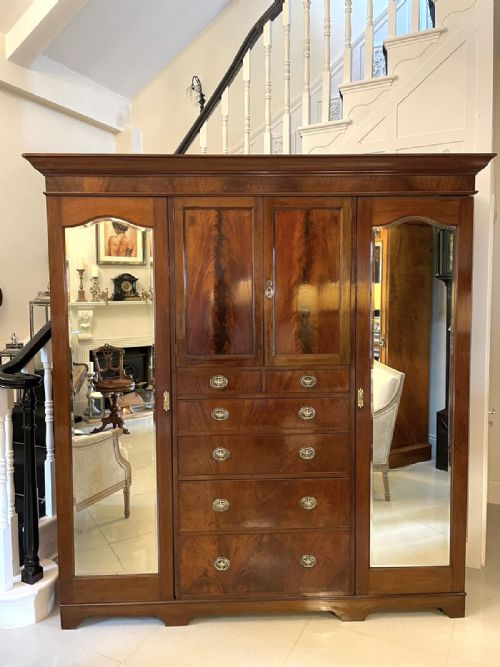 Antique Edwardian Quality Figured Mahogany Wardrobe