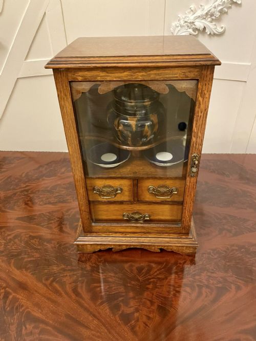 Antique Edwardian Oak Smokers Cabinet 
