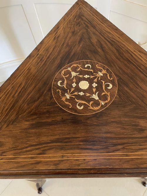 UNUSUAL ANTIQUE EDWARDIAN QUALITY ROSEWOOD INLAID DROP LEAF CENTRE TABLE - ADDITIONAL PHOTO 4