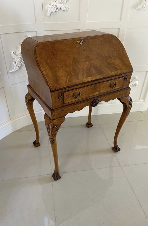 Antique Quality Burr Walnut Shaped Bureau 

