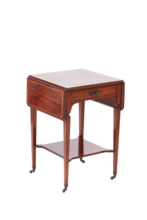 Fine Quality Antique Edwardian Mahogany  Satinwood Inlaid Lamp Table 
