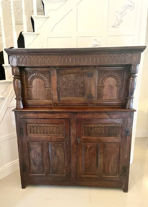 Antique 17th Century Antique Carved Oak Court Cupboard 
