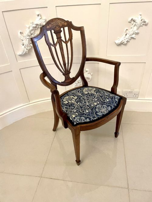 FINE QUALITY ANTIQUE MAHOGANY INLAID DESK CHAIR - ADDITIONAL PHOTO 12