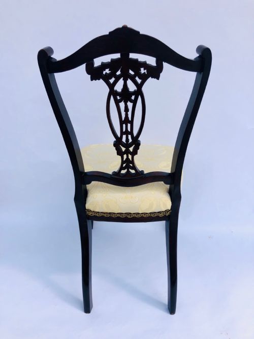 QUALITY PAIR OF ANTIQUE VICTORIAN CARVED EBONISED SIDEDESK CHAIRS - ADDITIONAL PHOTO 3