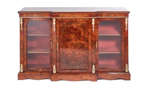 Fine Quality 19th Century Victorian Burr Walnut Inlaid Credenza
