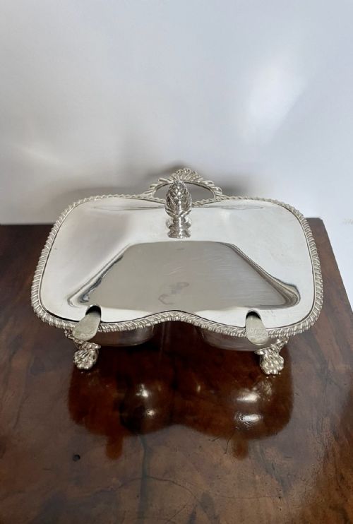 Unusual Antique Victorian Quality Silver Plated Double Serving Dish
