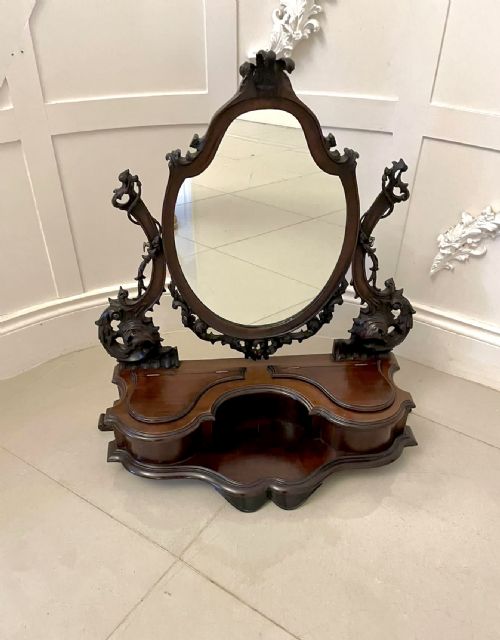 Outstanding Quality Antique Victorian Carved Mahogany Dressing Mirror
