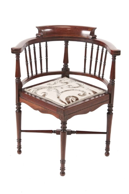 Quality Edwardian Mahogany Inlaid Corner Chair