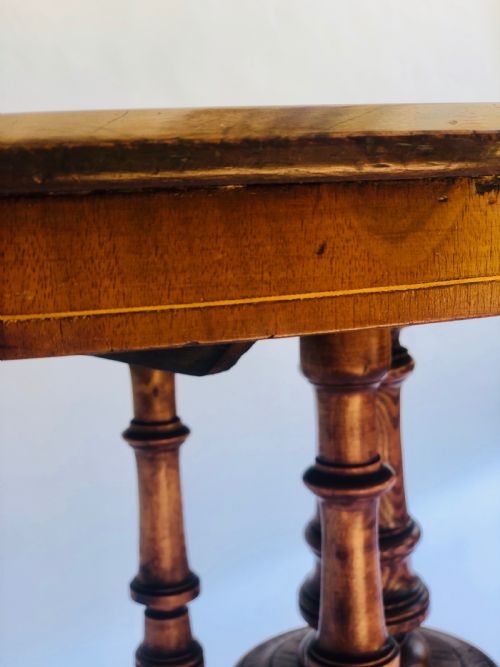 ANTIQUE VICTORIAN WALNUT INLAID OVAL CENTRE TABLE - ADDITIONAL PHOTO 6
