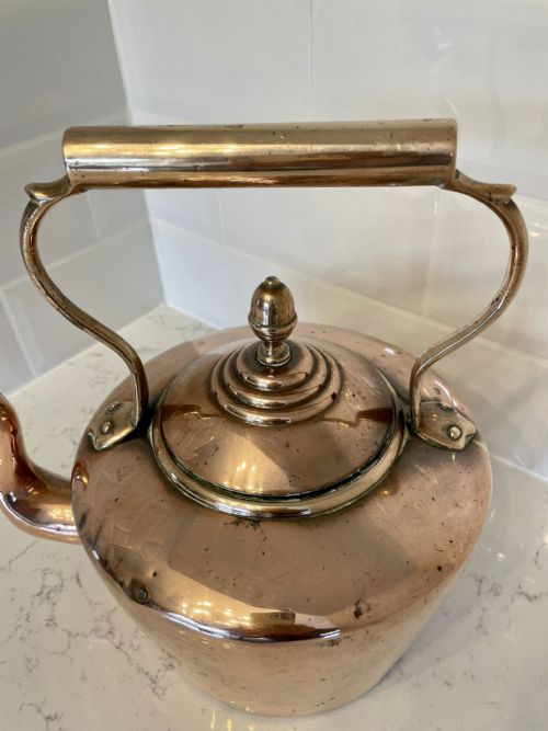 LARGE ANTIQUE GEORGE III QUALITY COPPER KETTLE - ADDITIONAL PHOTO 2