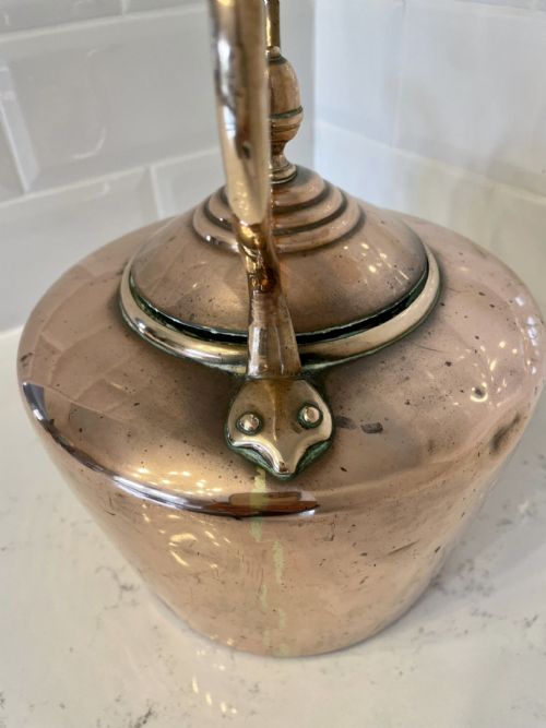 LARGE ANTIQUE GEORGE III QUALITY COPPER KETTLE - ADDITIONAL PHOTO 3