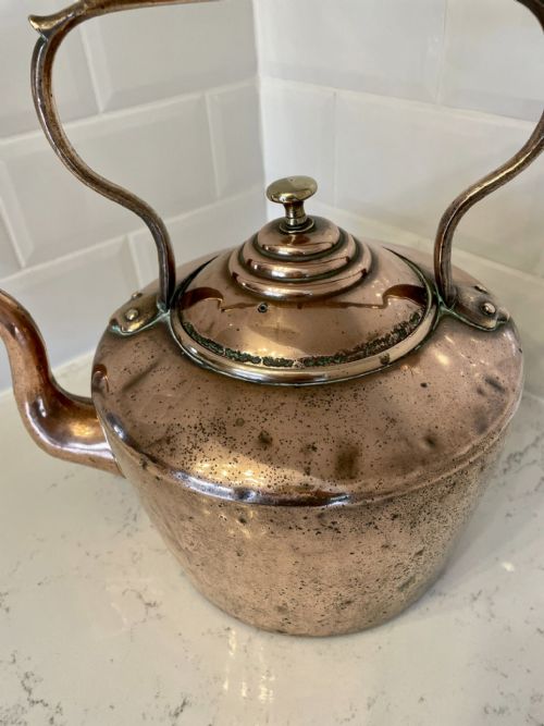 LARGE ANTIQUE GEORGE III QUALITY COPPER KETTLE - ADDITIONAL PHOTO 4