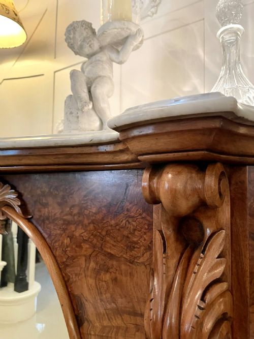 fig 1. Outstanding Quality Antique Victorian Burr Walnut Mirror Back Credenza