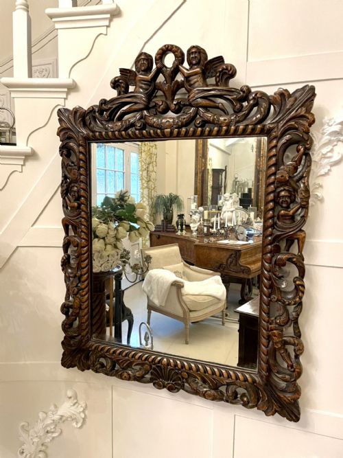 Outstanding Quality Carved Walnut Wall Mirror 
