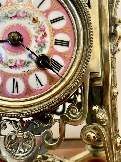 fig 1. French Brass Gilt Striking Mantel Clock by Henry Marc & Japy Freres