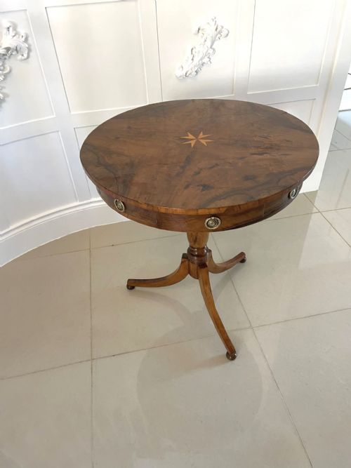 Rare Antique Victorian Quality Olive Wood Circular Drum Table
