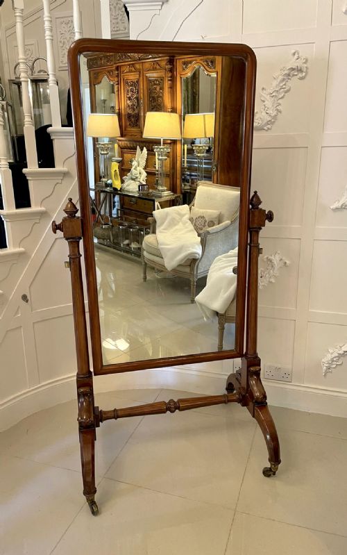 Outstanding Quality Antique William IV Mahogany Cheval Mirror 
