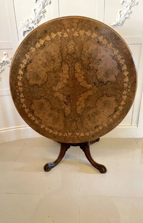 Magnificent Quality Antique Victorian Round Burr Walnut Inlaid Marquetry Low Centre 
Table 
