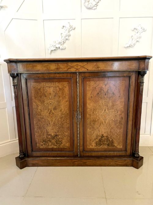 Superior Quality Antique Victorian Inlaid Burr Walnut Side Cabinet 
