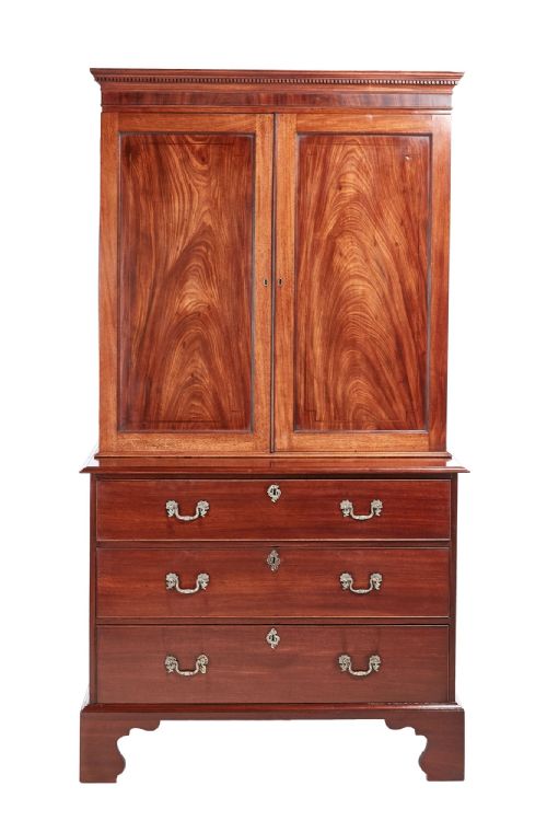 ANTIQUE GEORGE III MAHOGANY BLIND DOOR BOOKCASE ON CHEST - ADDITIONAL PHOTO 9