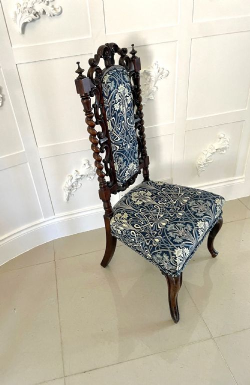 ANTIQUE VICTORIAN CARVED MAHOGANY HALLSIDE CHAIR - ADDITIONAL PHOTO 3