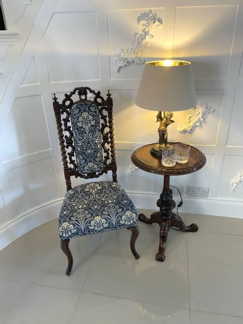 ANTIQUE VICTORIAN CARVED MAHOGANY HALLSIDE CHAIR - ADDITIONAL PHOTO 4