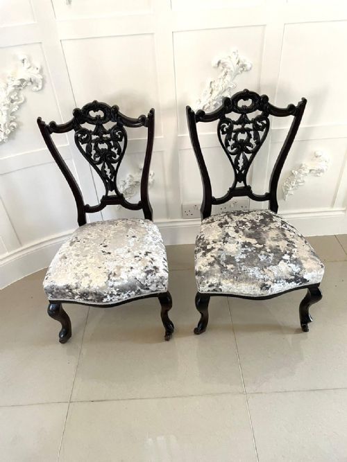 ANTIQUE PAIR OF QUALITY VICTORIAN EBONISED SIDE CHAIRS - ADDITIONAL PHOTO 4