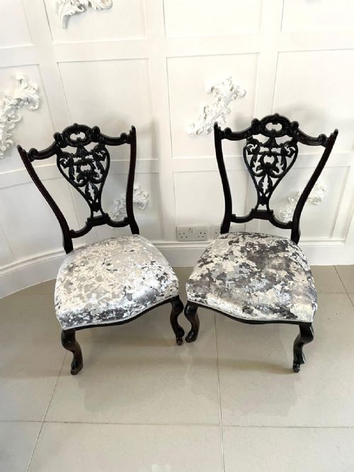 ANTIQUE PAIR OF QUALITY VICTORIAN EBONISED SIDE CHAIRS - ADDITIONAL PHOTO 6