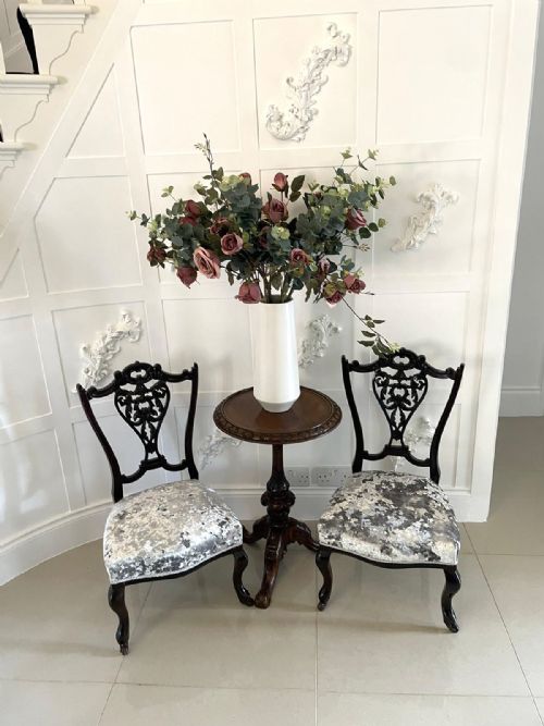 ANTIQUE PAIR OF QUALITY VICTORIAN EBONISED SIDE CHAIRS - ADDITIONAL PHOTO 8