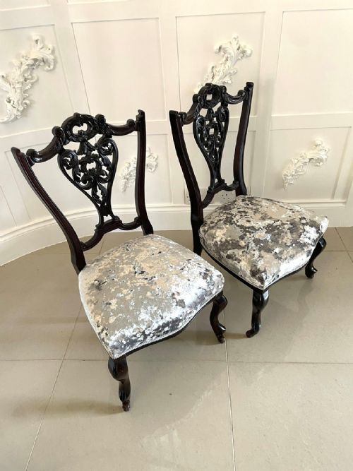 ANTIQUE PAIR OF QUALITY VICTORIAN EBONISED SIDE CHAIRS - ADDITIONAL PHOTO 10