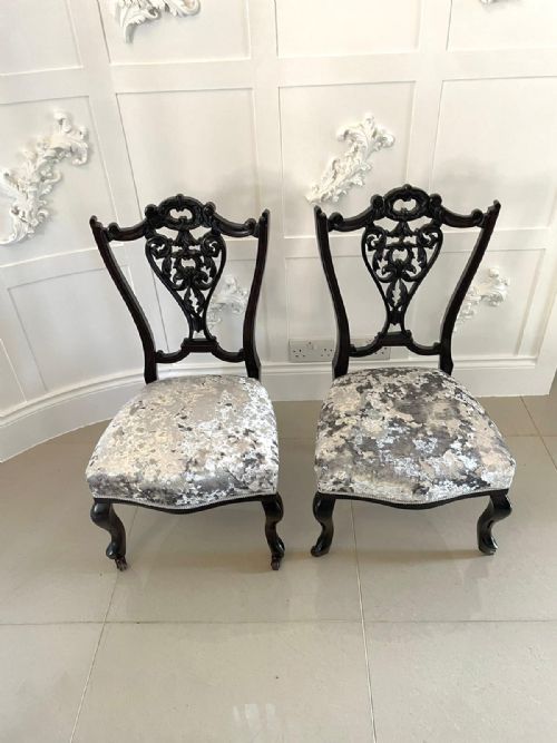 ANTIQUE PAIR OF QUALITY VICTORIAN EBONISED SIDE CHAIRS - ADDITIONAL PHOTO 11