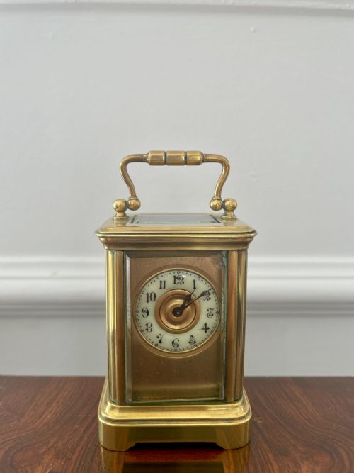 Charming Antique Lacquered Brass Cased Carriage Clock
