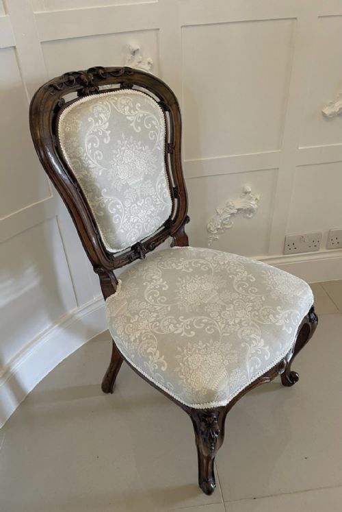 QUALITY ANTIQUE VICTORIAN WALNUT CARVED SIDE CHAIR - ADDITIONAL PHOTO 2