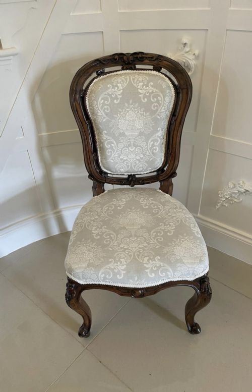 QUALITY ANTIQUE VICTORIAN WALNUT CARVED SIDE CHAIR - ADDITIONAL PHOTO 3