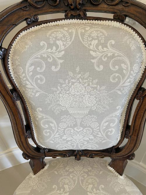 QUALITY ANTIQUE VICTORIAN WALNUT CARVED SIDE CHAIR - ADDITIONAL PHOTO 6