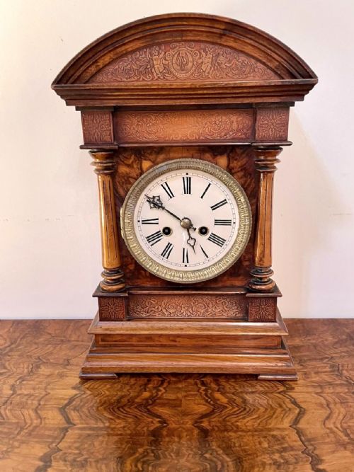 Outstanding Quality Antique Victorian Burr Walnut Bracket Clock 
