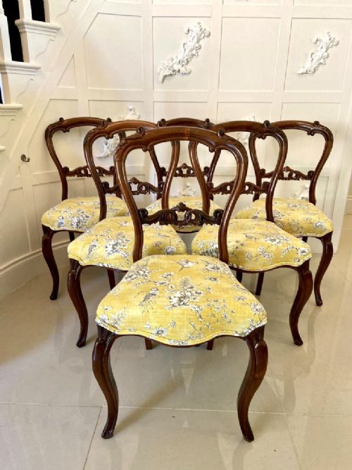 Fine Set of Six Victorian Carved Rosewood Dining Chairs
