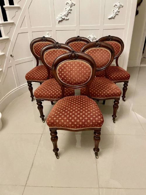 Set of Six Quality Antique Victorian Mahogany Dining Chairs 
