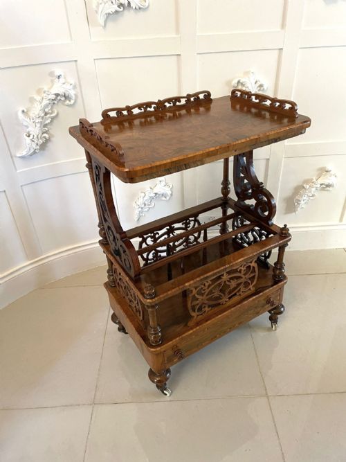 Antique Victorian Quality Burr Walnut Canterbury 
