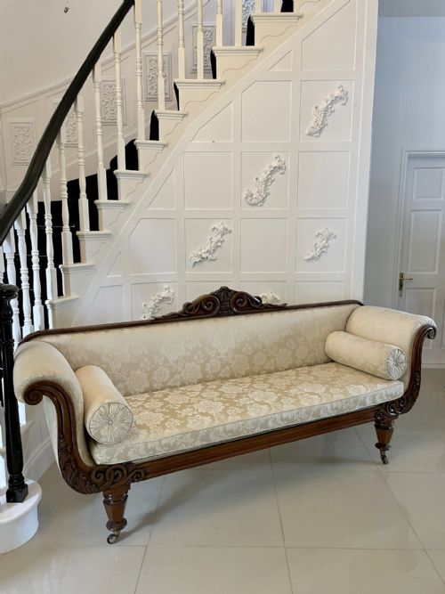 ??Antique Regency Quality Carved Mahogany Double Scroll End Settee 
