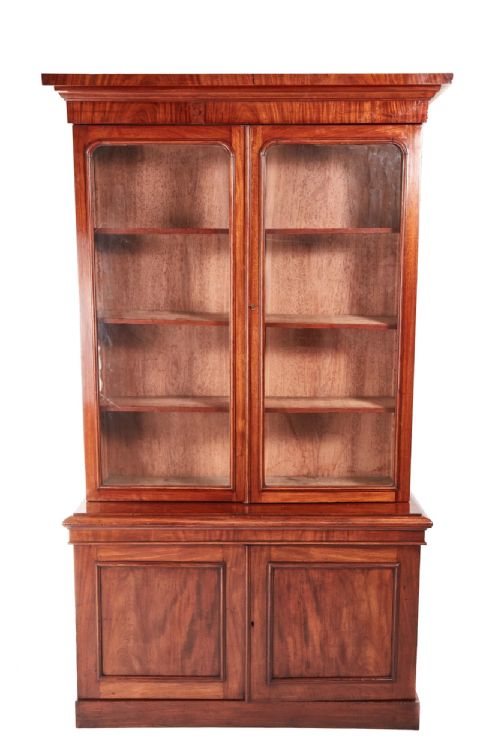 Quality Antique Victorian Figured Mahogany Bookcase
