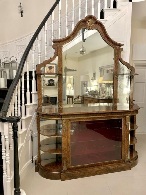 Antique Victorian Outstanding Quality Burr Walnut Ormolu Mounted Mirror Back Credenza 
