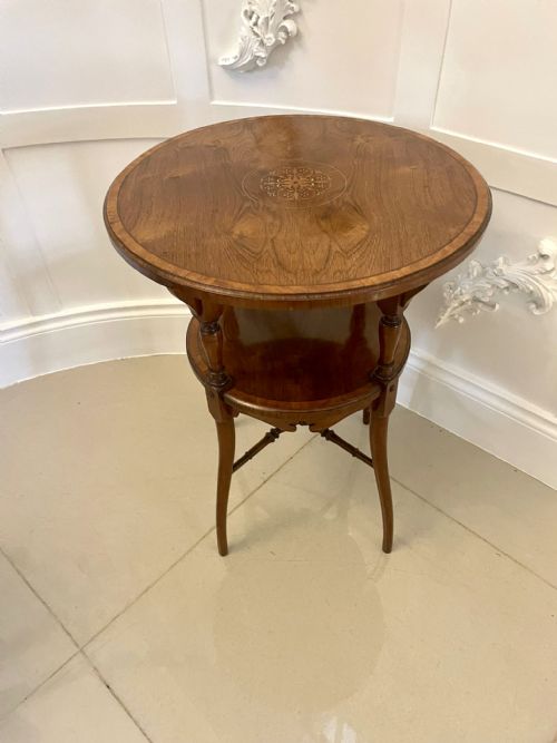 Antique Edwardian Quality Rosewood Inlaid Circular Lamp Table 
