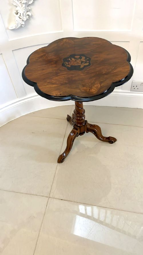 Antique Victorian Quality Burr Walnut Marquetry Inlaid Lamp Table 
