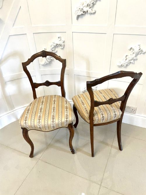 PAIR OF ANTIQUE VICTORIAN QUALITY CARVED WALNUT SIDE CHAIRS - ADDITIONAL PHOTO 13