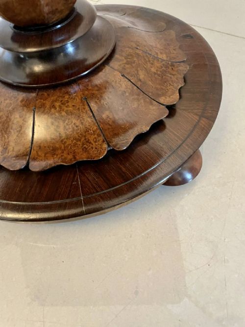 FINE QUALITY ANTIQUE VICTORIAN BURR WALNUT FREESTANDING SEWING TABLE - ADDITIONAL PHOTO 8